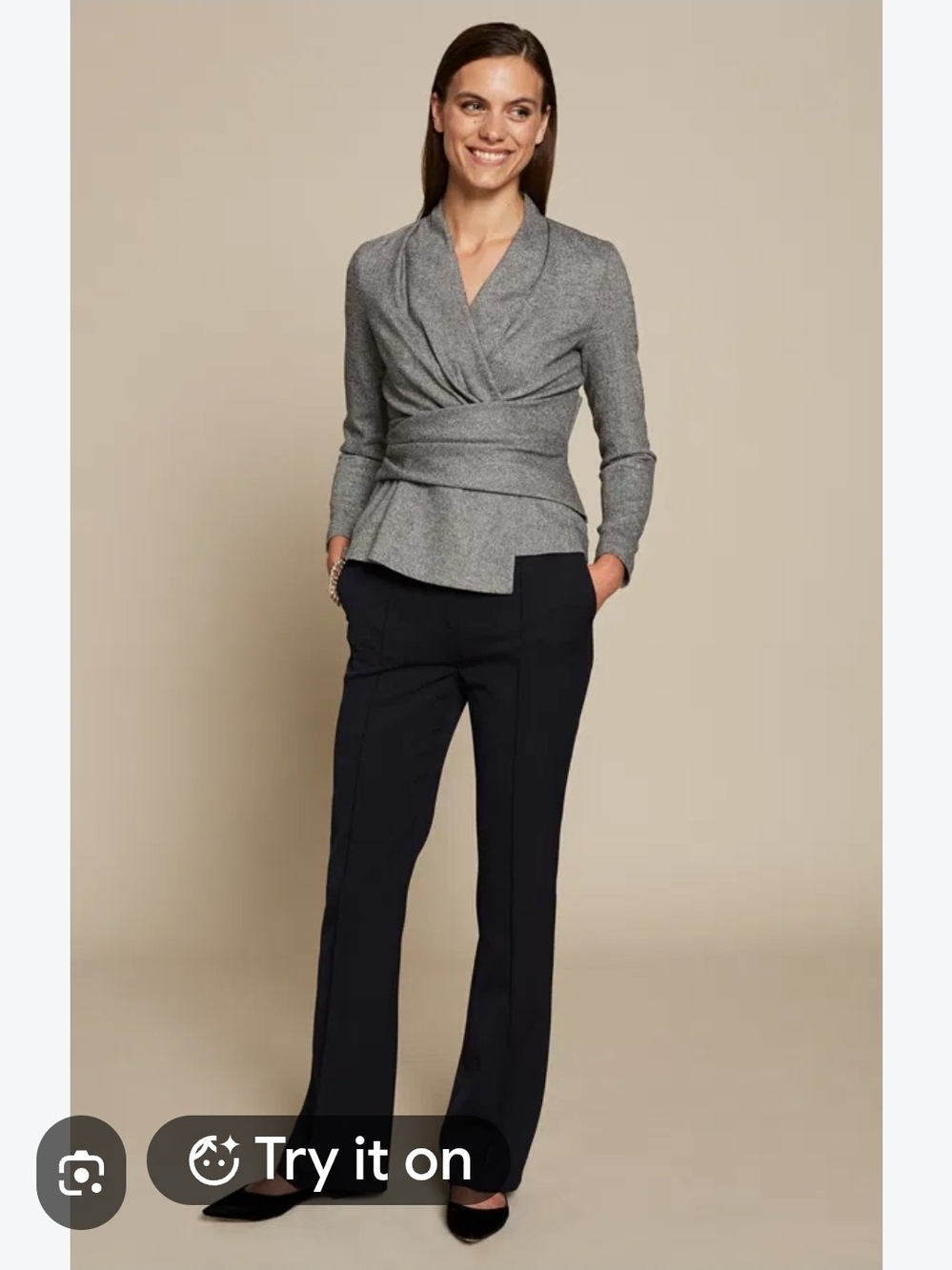 THE FOLD Belleville Wool Long Sleeve Blouse Size UK8/US4